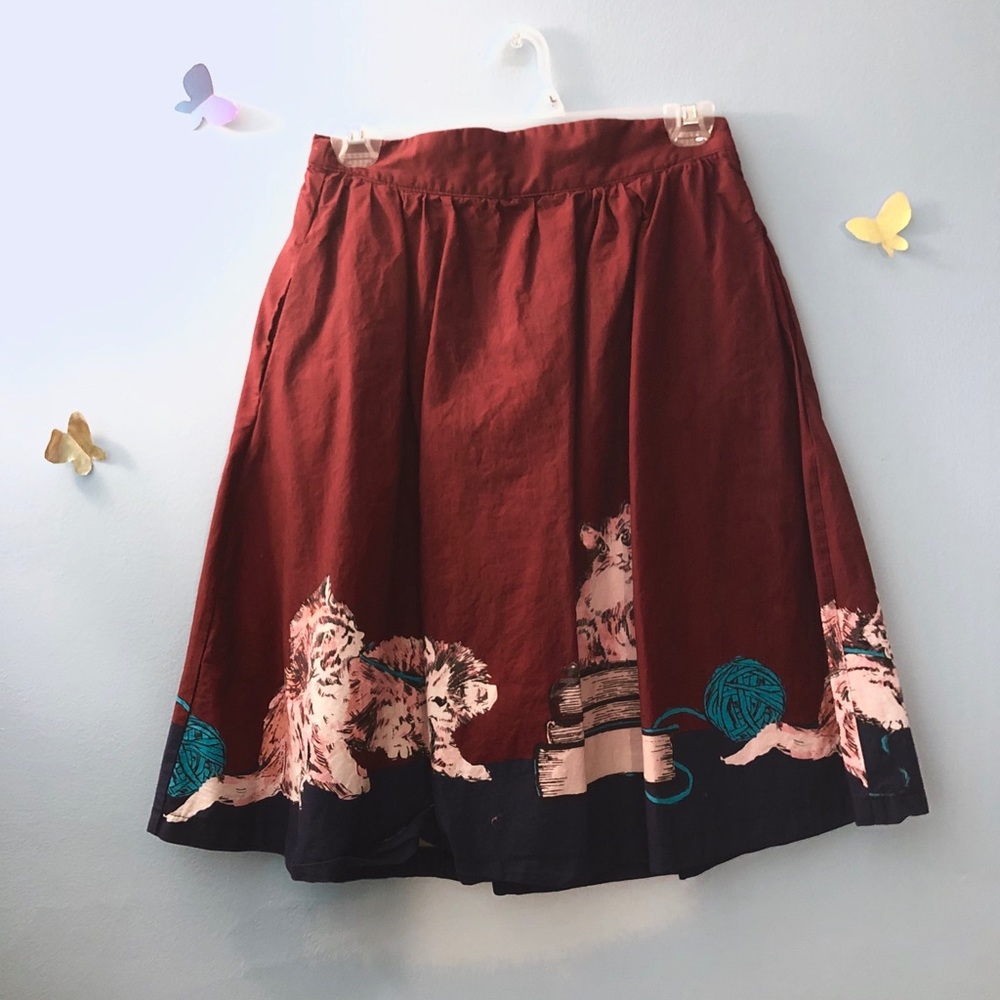 Modcloth Mahogany Cat A-line Skirt